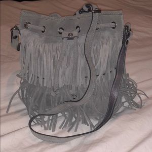 Patricia Nash suede fringe bucket bag